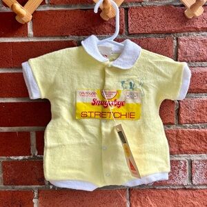 Deadstock Vintage Snugabye Yellow Terry Baby Romper
